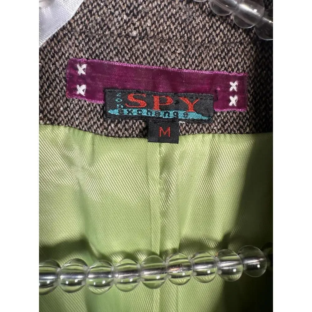 Spy Exchange Boho Chic Womens‎ Sz M Embellished Blazer  Rhinestone Edgy Festival